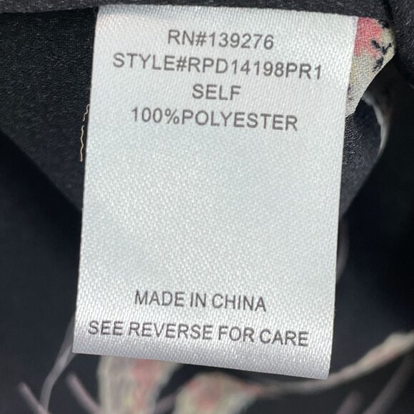 Daniel Rainn Womens Large Black Floral Dandelion V Neck Tunic Top Blouse Shirt - Picture 4 of 8